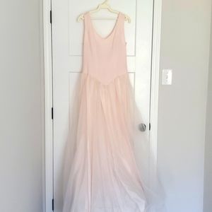 👗Prom Dress in Dusty Pink size 9 pearl beaded neckline with tulle and satin
